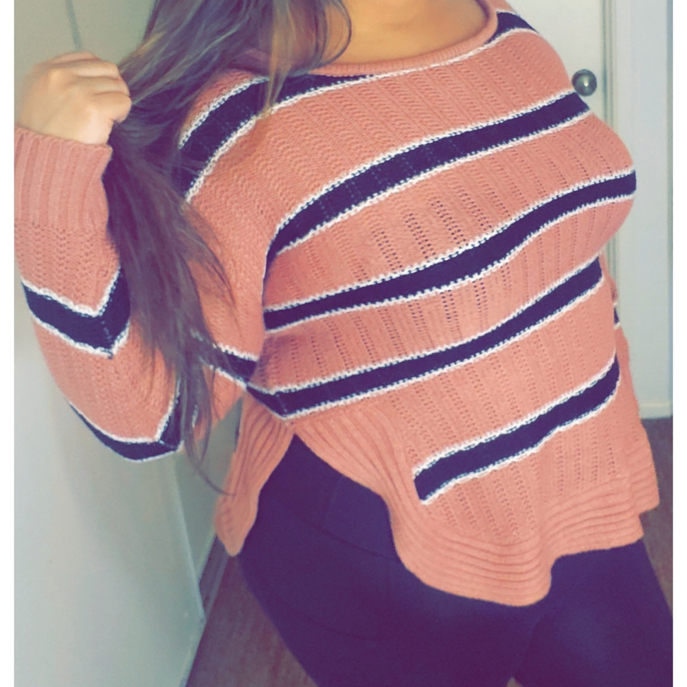 Pink striped knit sweater
